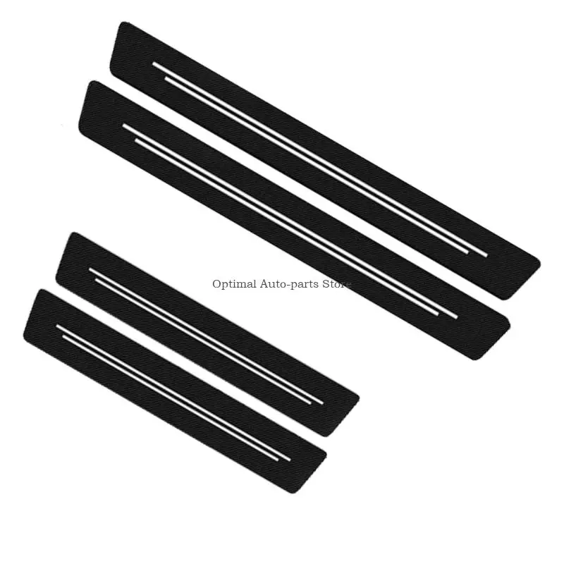 

Easy Install Vehicle Sill Protectors Carbon Fiber Leather Decorative Pads 4Pcs