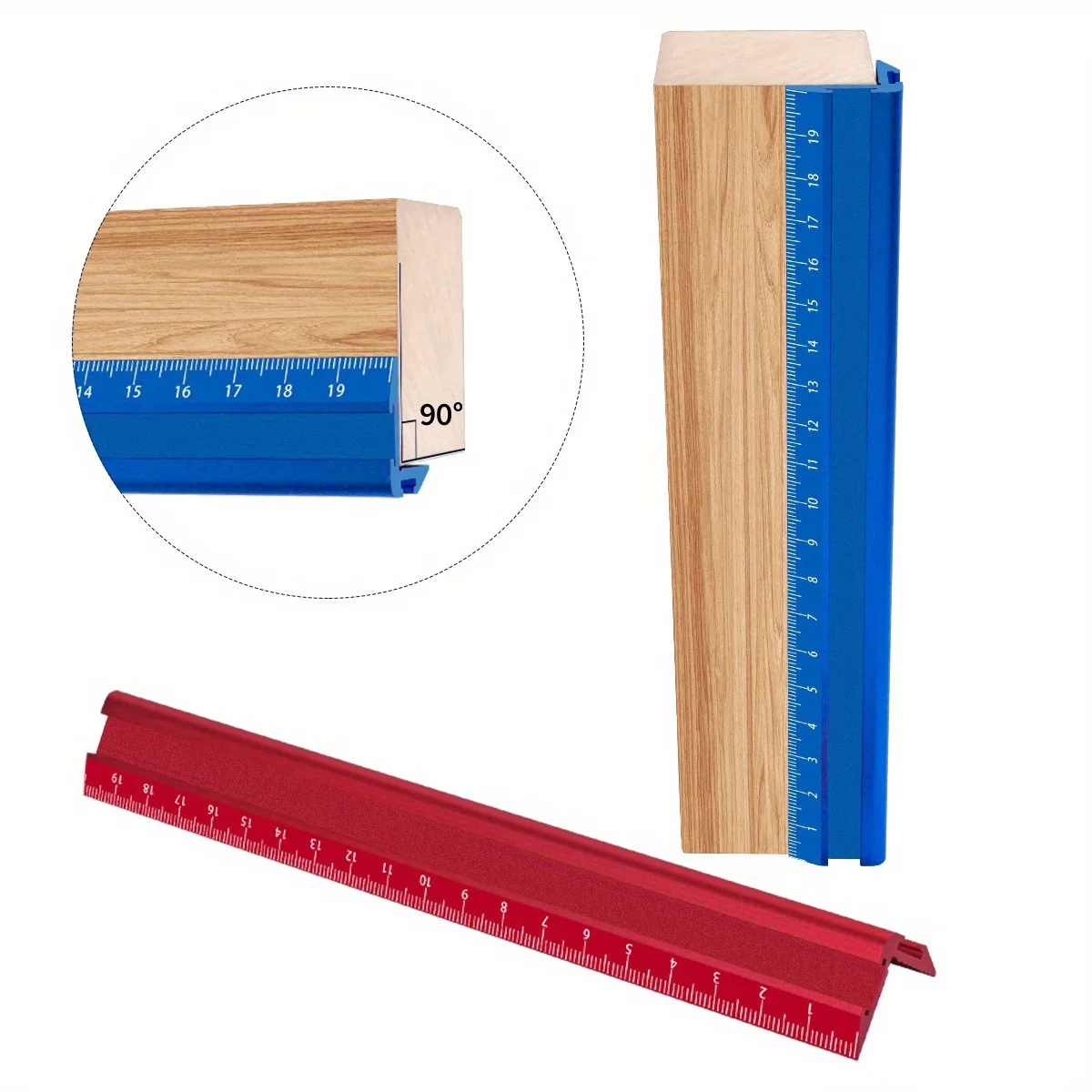 Precision Metric & Imperial Marking V-Ruler,Carpentry Paint Line Ruler - Woodworking Parallel/Vertical Line Scribe Marking Gaug