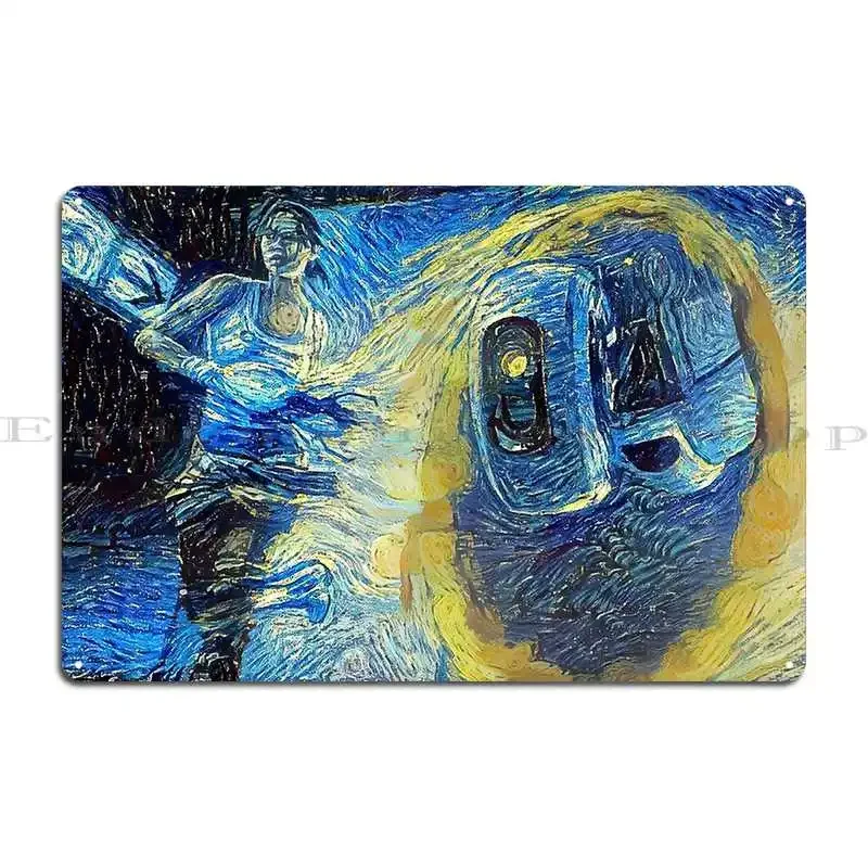 Portal Chell And Glados Starry Night Metal Plaque Poster Print Garage Plaques Decoration Club Cinema Tin Sign Poster
