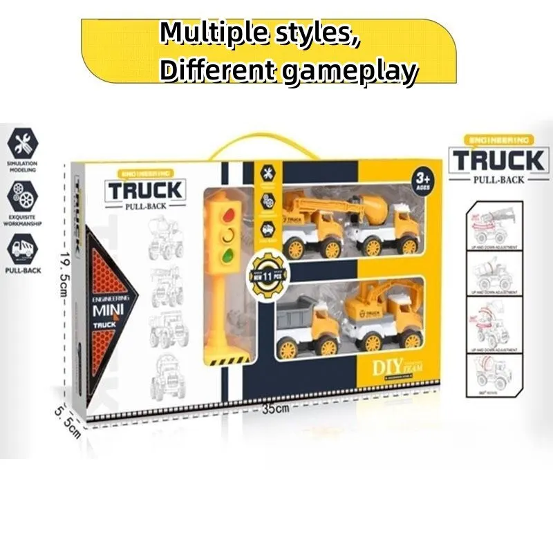 Modelo de simulación de vehículo de ingeniería extraíble, conjunto de vehículo de ingeniería resistente a caídas, caja de regalo para niños