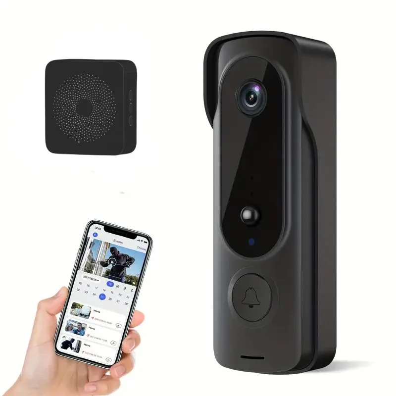 Campainha sem fio externa, capa solar, 1080p, vídeo porteiro, áudio bidirecional, detecção de movimento, olho mágico, câmera de porta, wi-fi