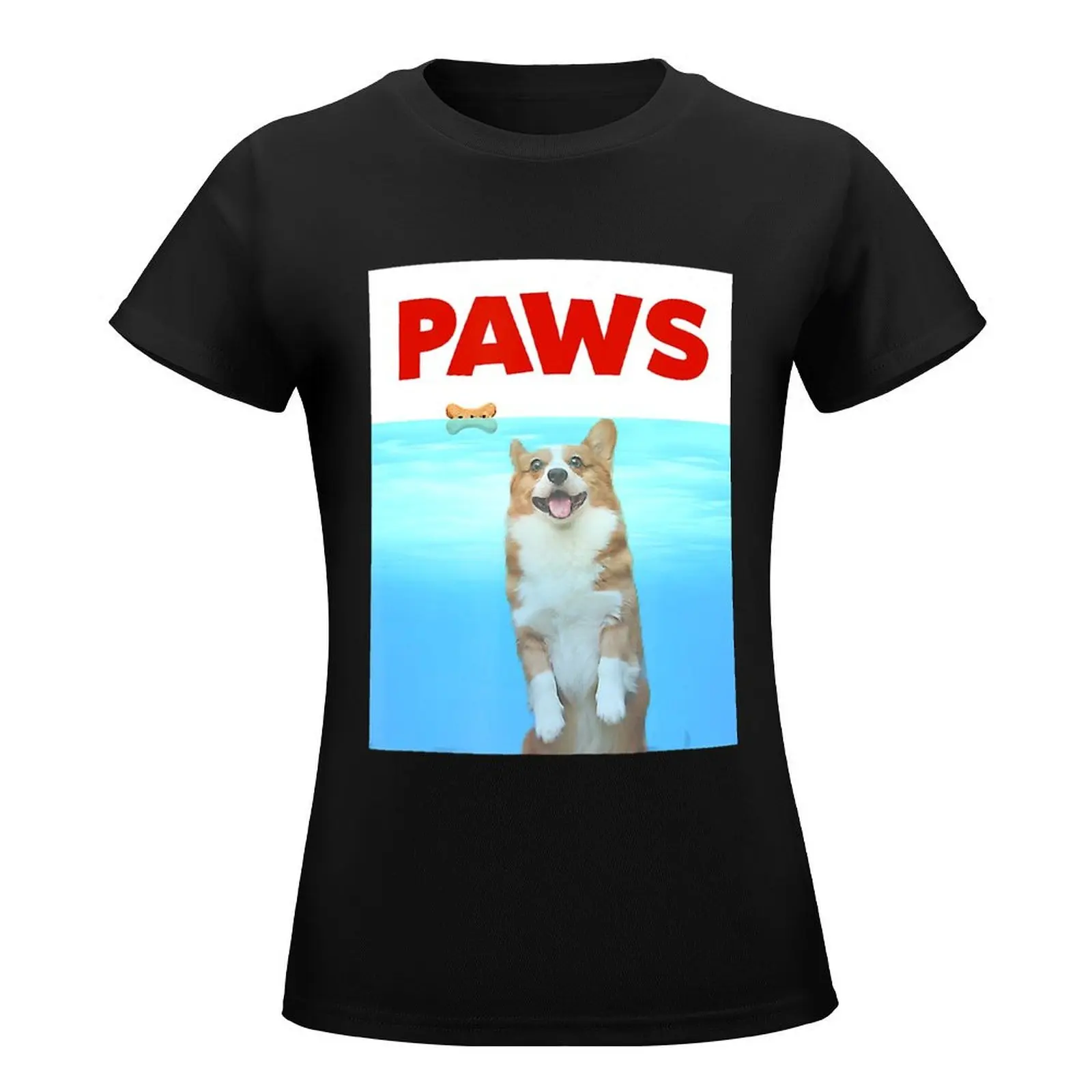 Paws Dog Parody 80s Corgi T-Shirt lady clothes Blouse oversized t-shirts for Women cotton