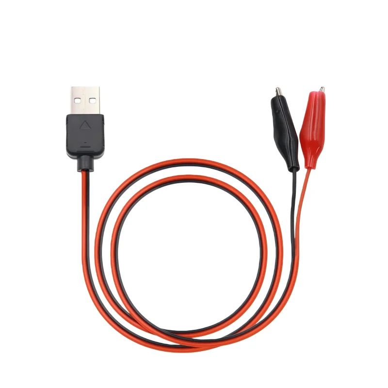 60CM Alligator Test Cilp To USB Male Female Connector Adapter Crocodile Test Clamp Clip Power Cable