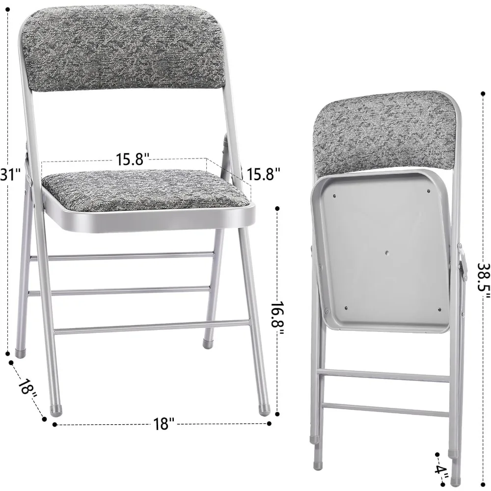 4 عبوات من الكراسي القابلة للطي مع وسادة خلفية مبطنة بالقماش، وكراسي معدنية من الدرجة التجارية مع وسادة قماشية #2