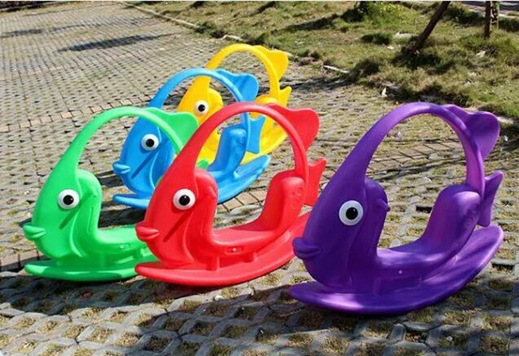 Kindergarten children's rocking music seesaw roll plastic  horse goldfish rock fish rocking horse seesaw