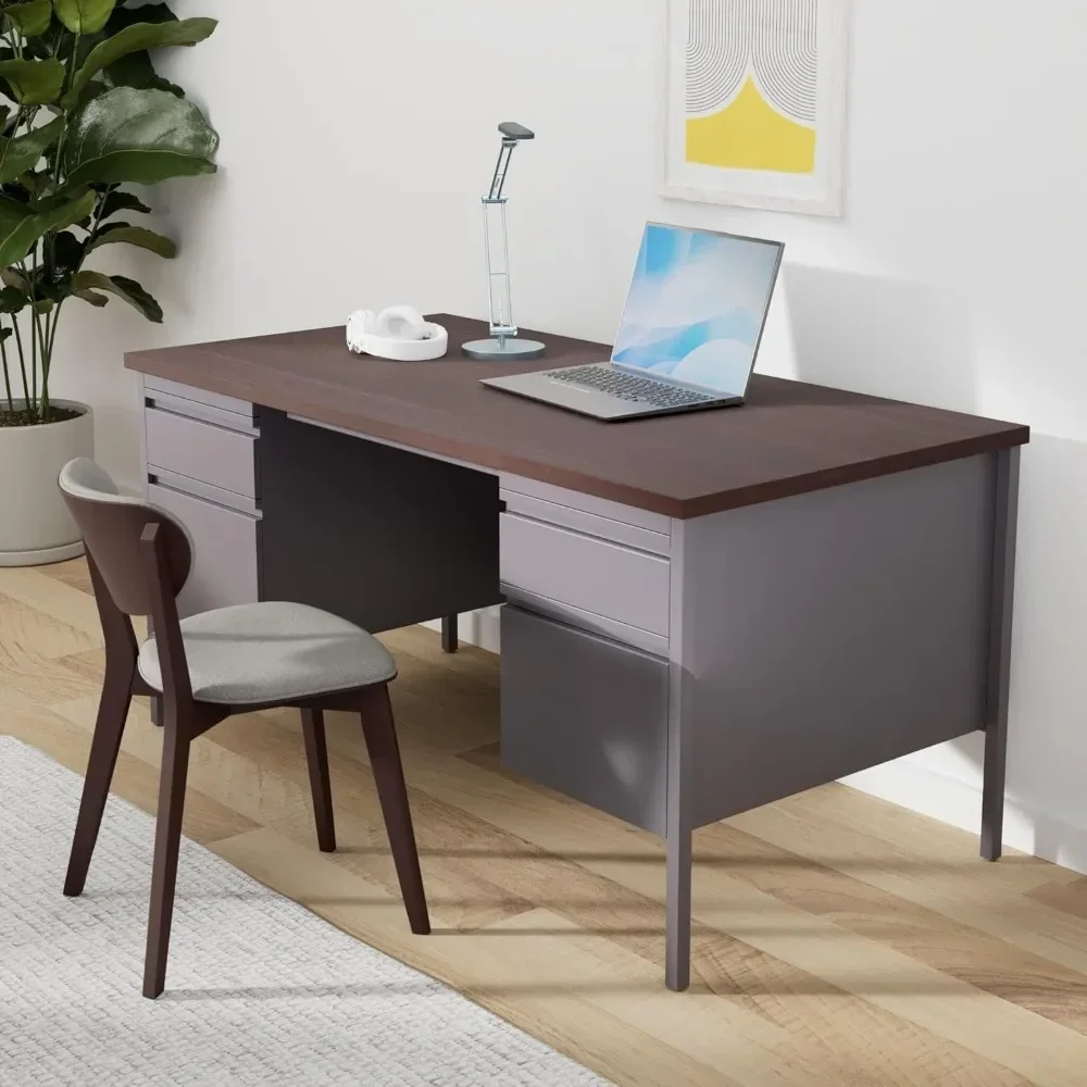 Lorell LLR60928 Fortress Series Double-Pedestal Desk