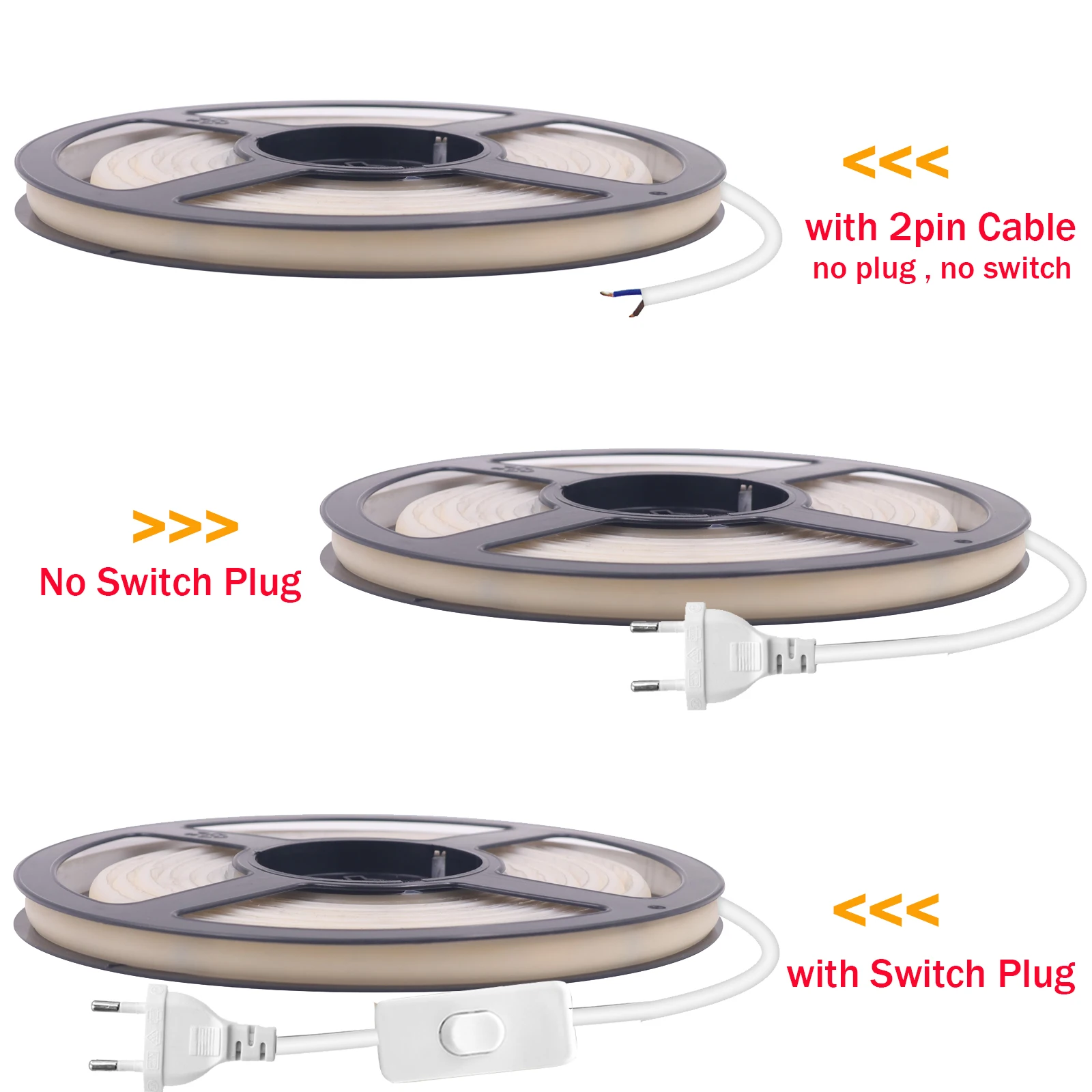 220V COB LED Strip with Adhesive Tape 10CM Can Be Cut Flexible LED Tape 240LEDs Density Linear Light Waterproof LED Ribbon Rope
