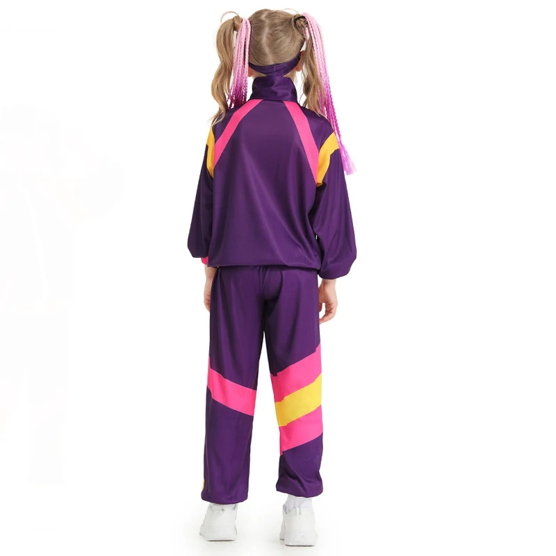 Multicolor 70S 80S Disco Tracksuit For Kid Costume Retro Hip Hop Dance Outfit Cosplay Carnival Party Fancy Dress