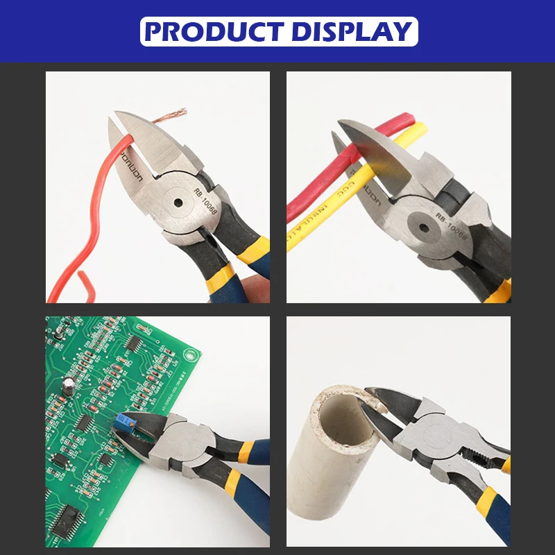 Szczypce do cięcia ukośnego 5/6 Cal narzędzie do ściągania izolacji obcinak boczny zadziory do kabli szczypce dla elektryków DIY naprawa narzędzi ręcznych