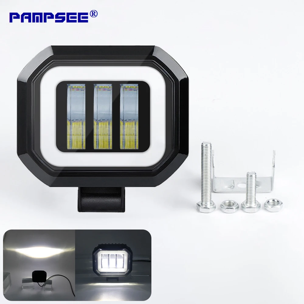 

1PC 9V-30V Square Angel Eyes LED light Portable Spotlights Motorcycle Offroad Truck Driving Car Boat Work Light IP67 Waterproof