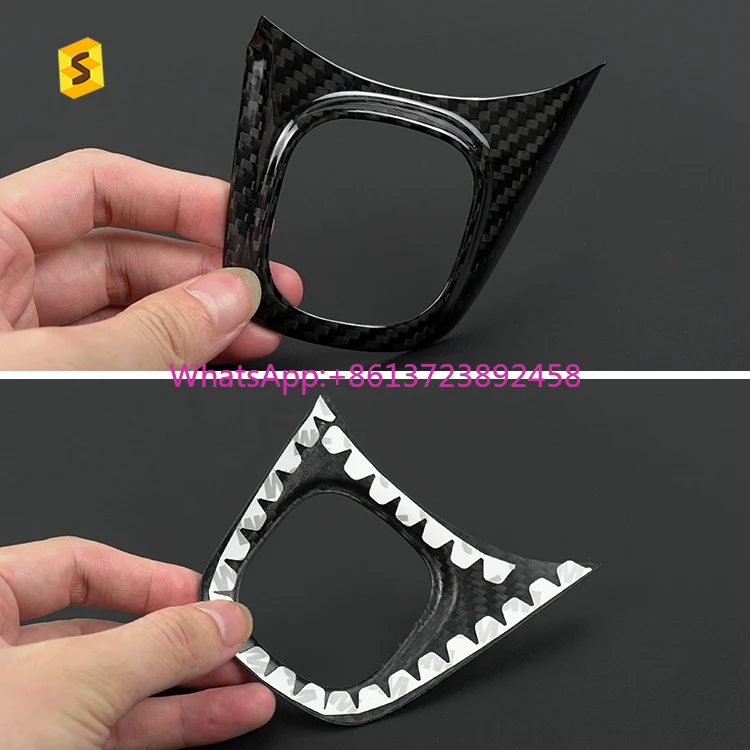 

ES Carbon Fiber Interior Modern Style Steering Wheel Button Bezel for Fiat 500 Models