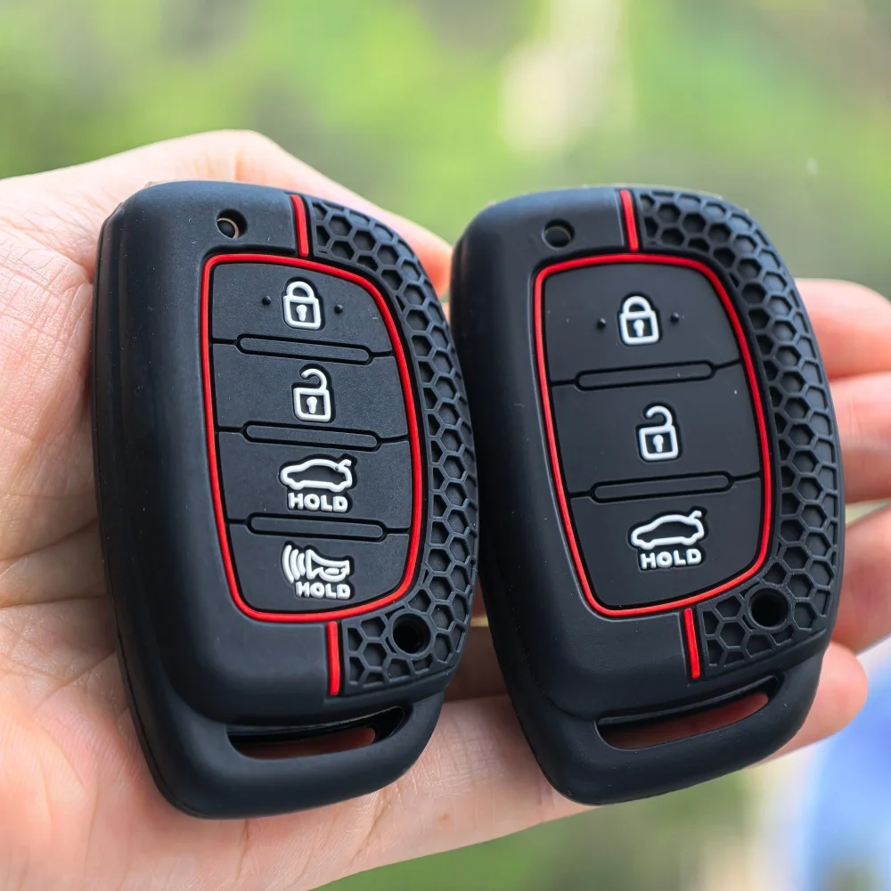 3/4 Button Silicone Car Key Case For Hyundai Solaris Verna Elantra Santa Fe I10 I20 I30 I35 I40 IX35 IX45 Creta Tucson Accent