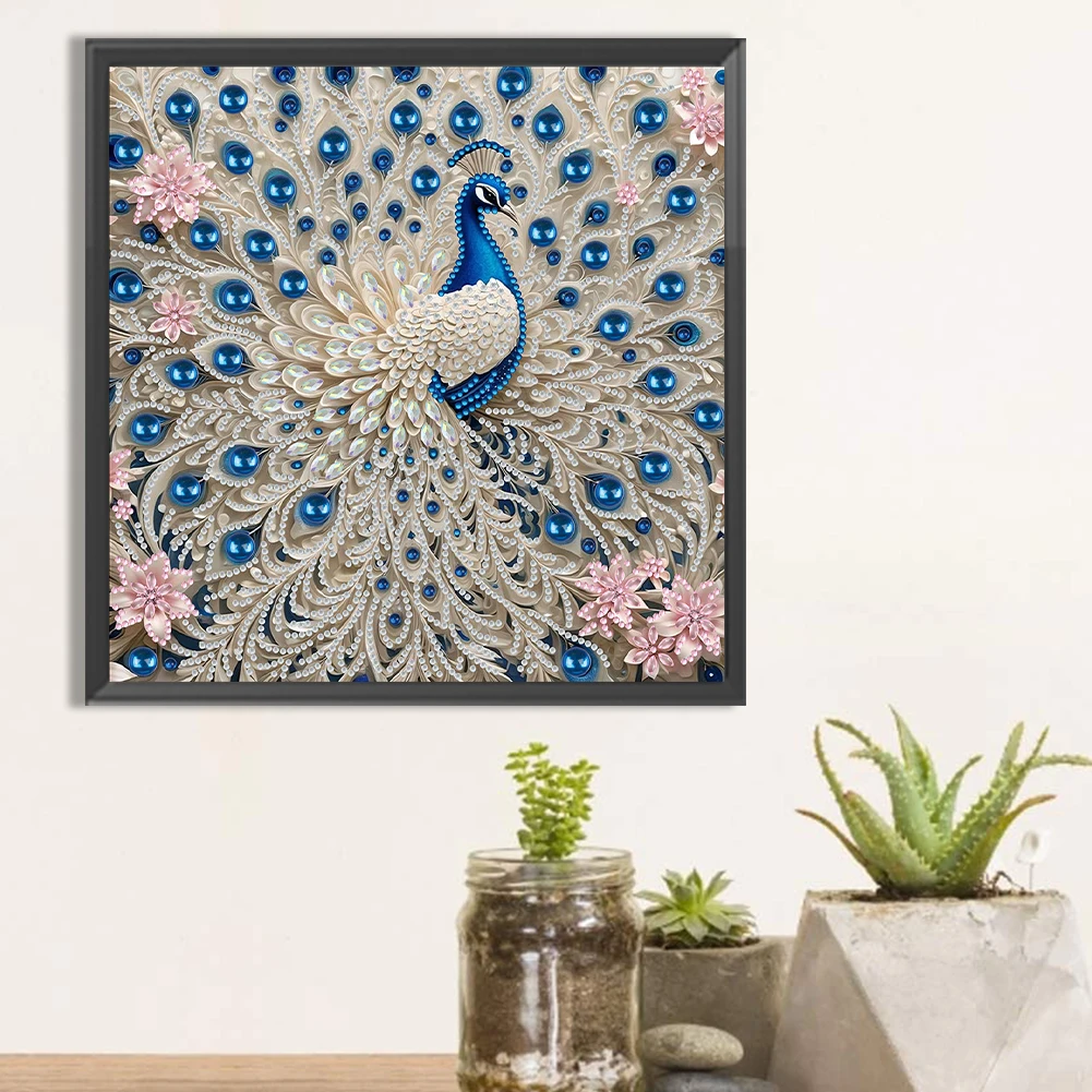 30x30 سنتيمتر الطاووس الأبيض 5D DIY شكل خاص كريستال الجزئي الماس طقم الطلاء #6