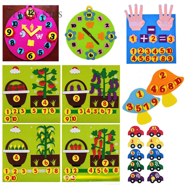 Kid Montessori Toys Felt Finger Numbers Math Toy Children Counting Early Learning For Toddlers Intelligence Develop 30*30cm