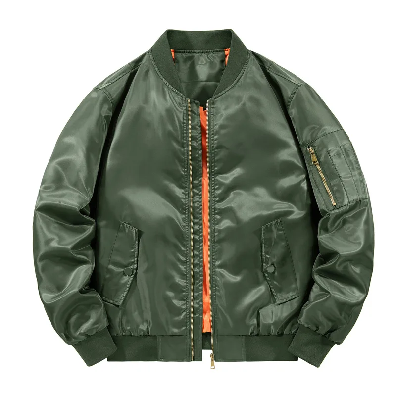 KIDWHXR Herbst-Bomberjacke für Herren, Lässige Baseball-Jacke, Streetwear mit Stehkragen und Reißverschluss, Lockere Herrenjacke mit Langen Ärmeln