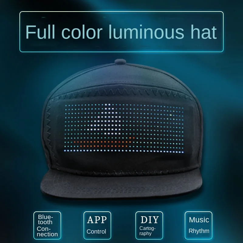 APP Editable LED Luminous Hat Prom Party Decoration Bluetooth Shiny Hat Multi Language Display Advertising Hat