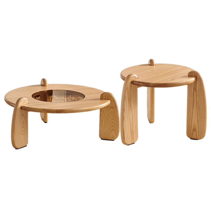 

YY Nordic Simple Ash Log round Tea Table Small Apartment