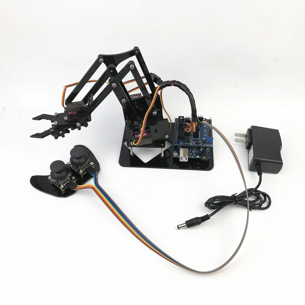 SG90 MG90S 4 DOF Unassembly braccio meccanico acrilico manipolatore Robot a vapore artiglio per Robot Arduino con Kit fai da te di controllo Joystick