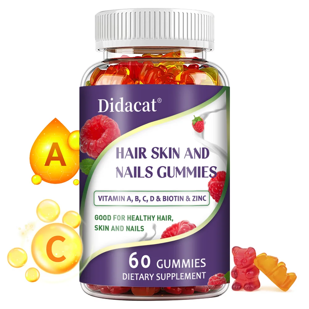 Biotin Gummies with Collagen, Vitamin C & E - Supports Hair Growth, Glowing Skin & Strong Nails, Antioxidant Beauty Supplement