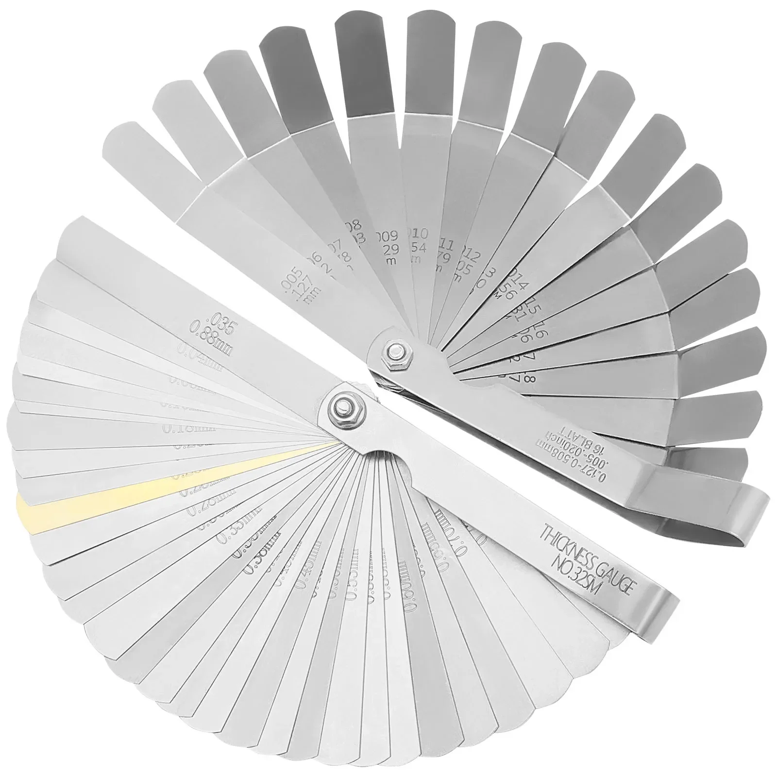 

16+32Pcs Offset Feeler Gauge Set 360° Rotating Clear Scale Stainless Steel Gap Gage Measure Ruler Valve Gap Adjustment Tools