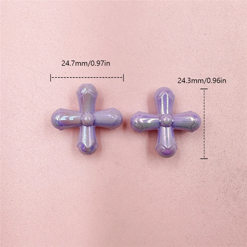 Colgante de Cruz de acrílico colorido, accesorios de cuentas de joyería DIY, abalorios, 24,7x24,3mm, 5 unids/lote por bolsa