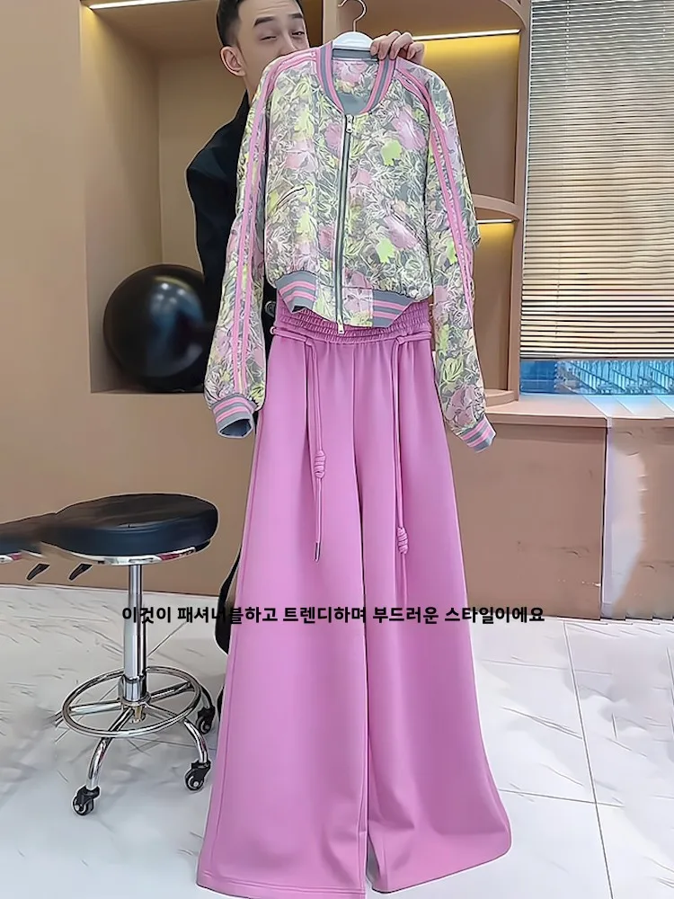 casual-versatile-loose-round-ne-sweatirt-set-high-waist-wide-leg-pants-two-piece-set-women's-spring-autumn-cotton-blend