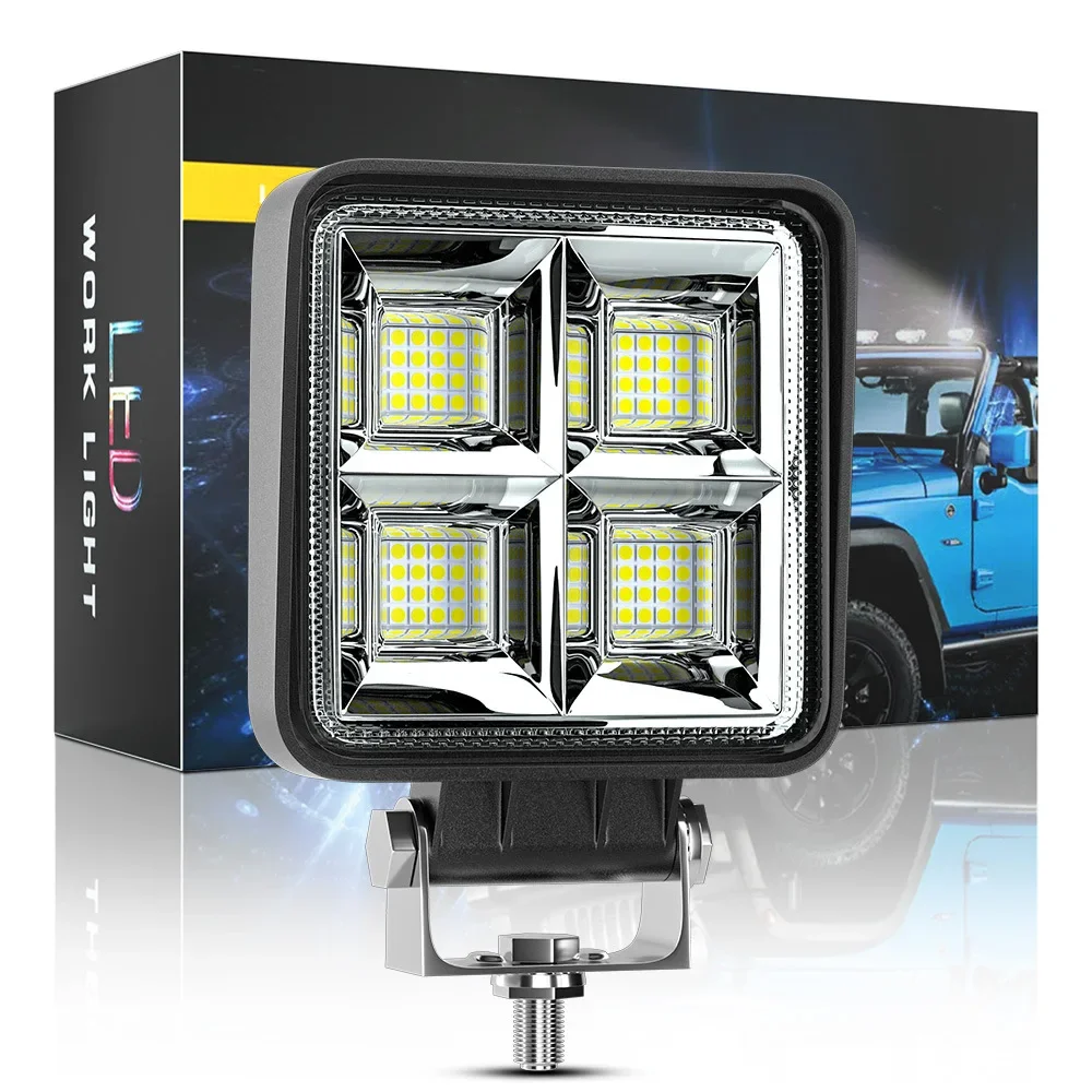 Car LED working light 4-inch square 64LED floodlight auxiliary light modified lighting agricultural machinery engineering light