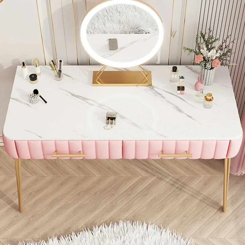 Pink Women Makeup Vanity Table Drawer Mirror Bedroom Cabinet Makeup Table Girls Storage Coiffeuse De Chambre Home Furniture