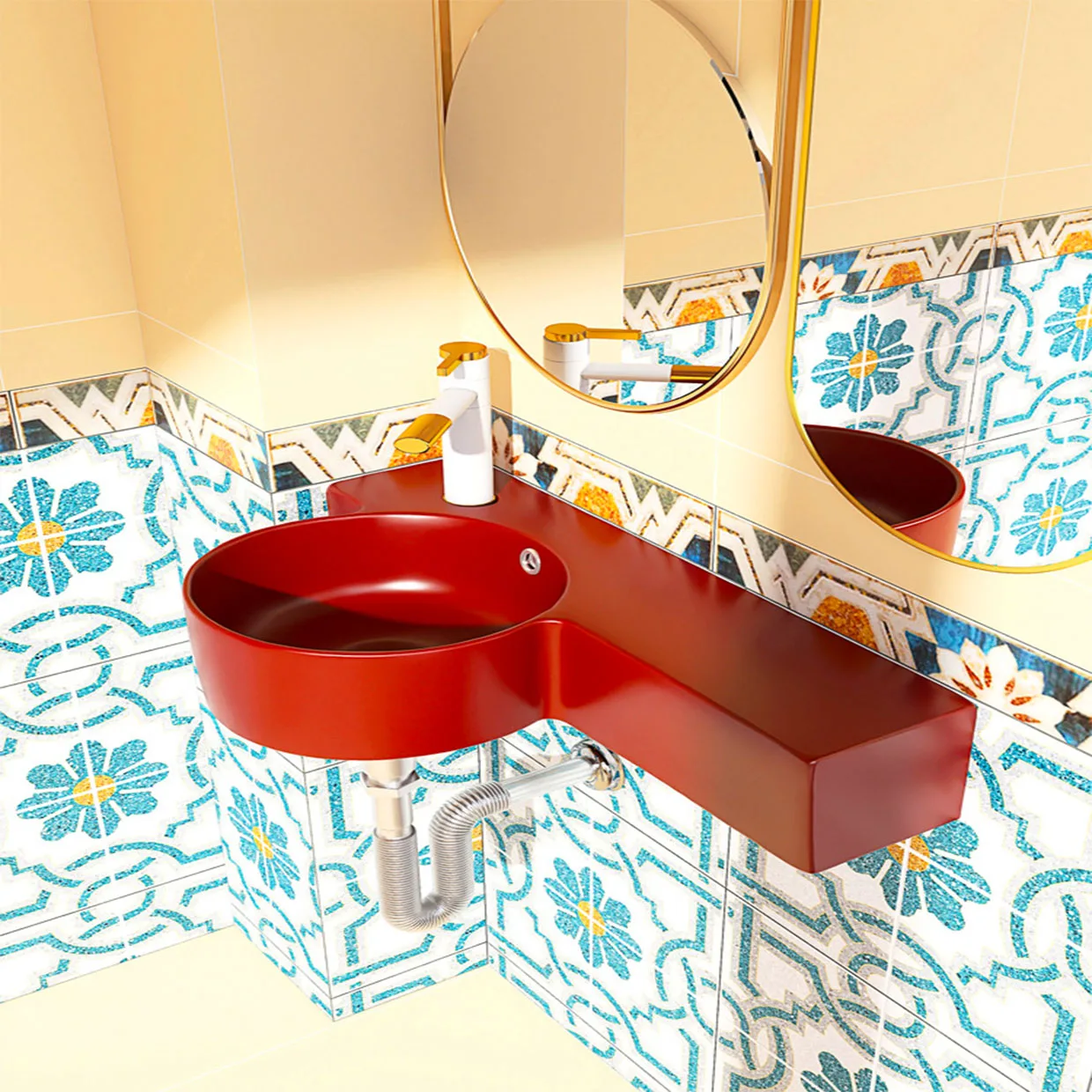 Bathroom Small Apartment Washbasin Mini Simple Ultra-narrow Art Table Washbasin Colorful Ceramic Washbasin Wall-Hung Sinks