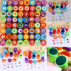 12/24pcs Cartoon Animal Fruit Children Toy Self-ink Stamps School Prize Gift Kids Birthday Party Favors Goodie Bag Pinata Filler