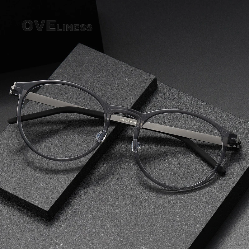 Glasses Frame Men Titanium Screwless Eyewear Prescription Eyeglasses Frames Women Retro Round Myopia Optical Lens Denmark Korean