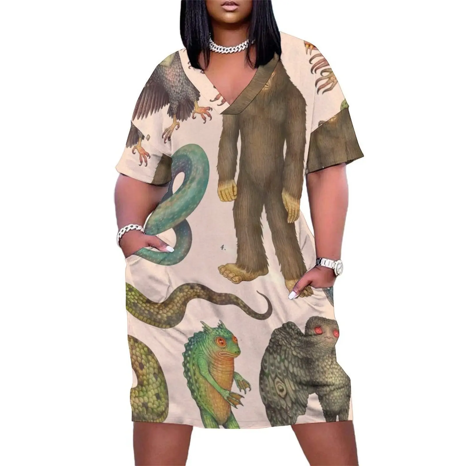 

Cryptids of the Americas, Cryptozoology species Loose Pocket Dress Womens dresses party dresses women women party dresses