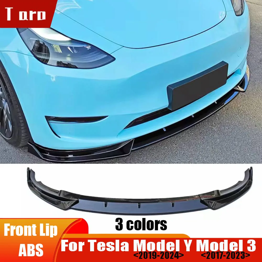 

For Tesla Model Y 2024&M3 2023 Front Bumper Lip Spoiler New Carbon Black Body PP Front Lower Bumper Modification Protector Cover