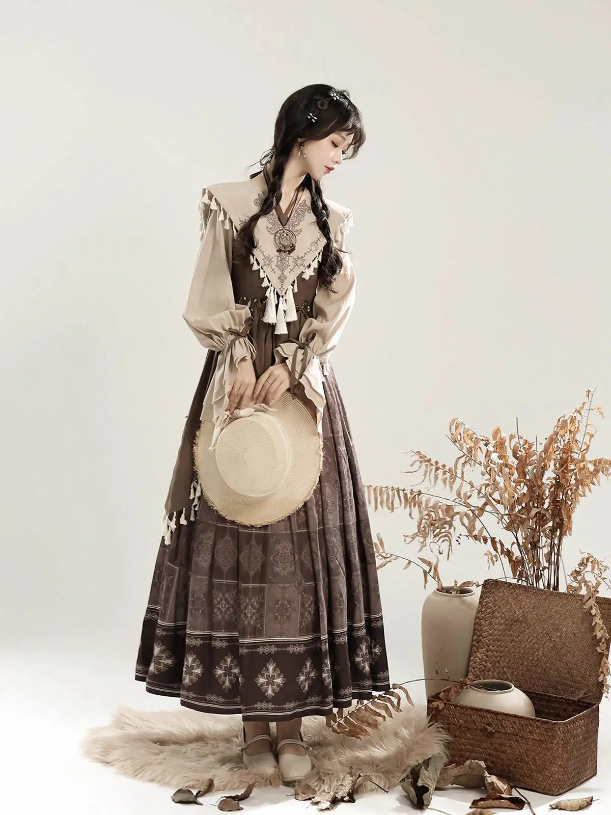 

New Chinese Style National Style Han Elements Mysterious Tribe Hanfu Women Improve Daily Chinese Style Dress Halloween Cosplay