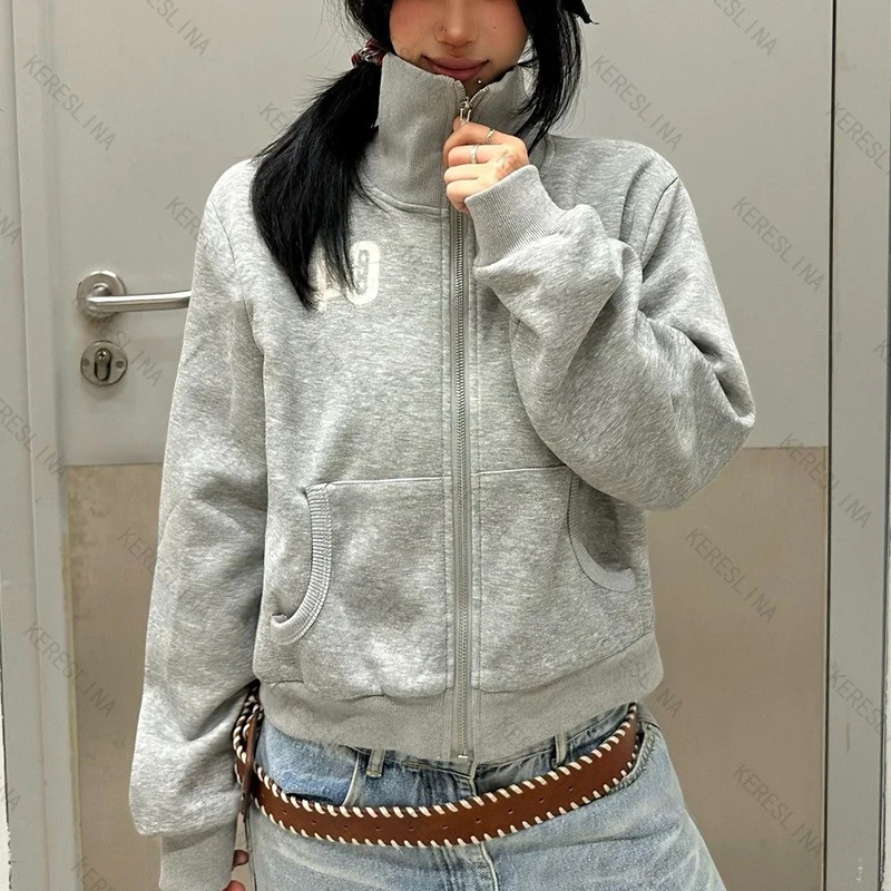 European and American high street fashion trendy loose and versatile zipper hoodie autumn/winter streetwear retro casual hoodie