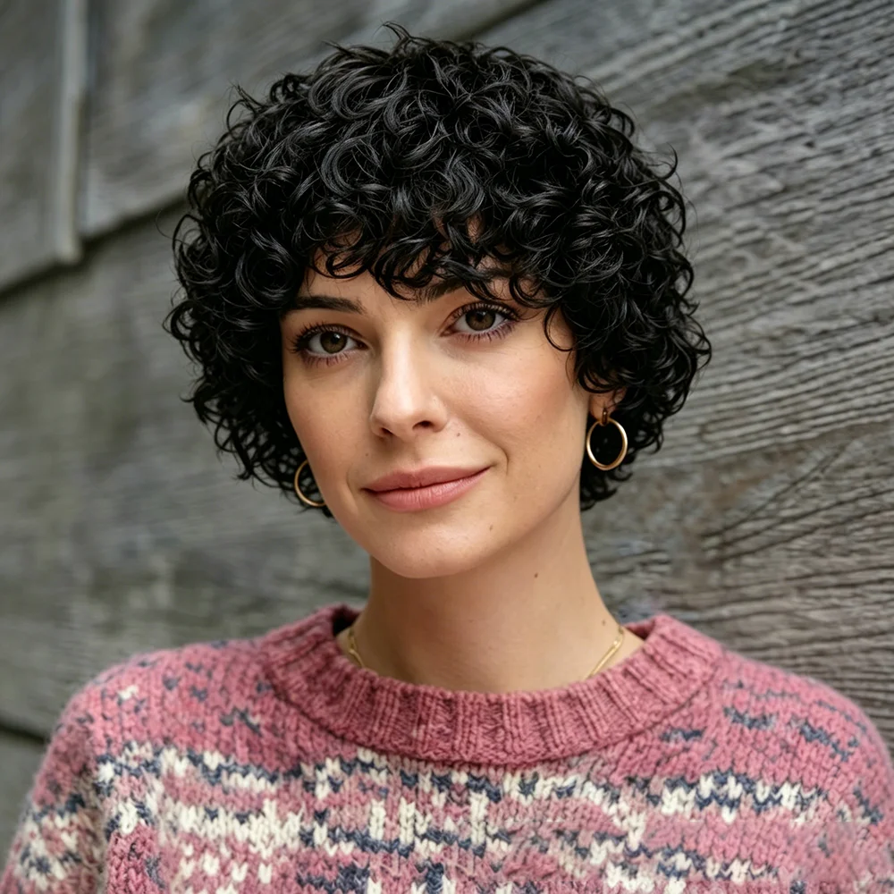 parrucca-corta-nera-riccia-e-crespa-con-frangia-in-capelli-umani-taglio-pixie-afro-riccio-e-voluminoso-realizzata-interamente-a-macchina