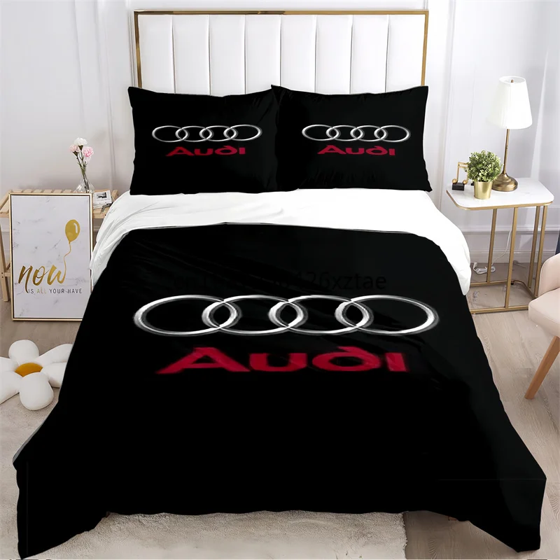 

AA-AUDI Logo Cover Sets Printed Bedding Set Double Queen King Size 2/3pcs,boys and Girls Brithday Gift