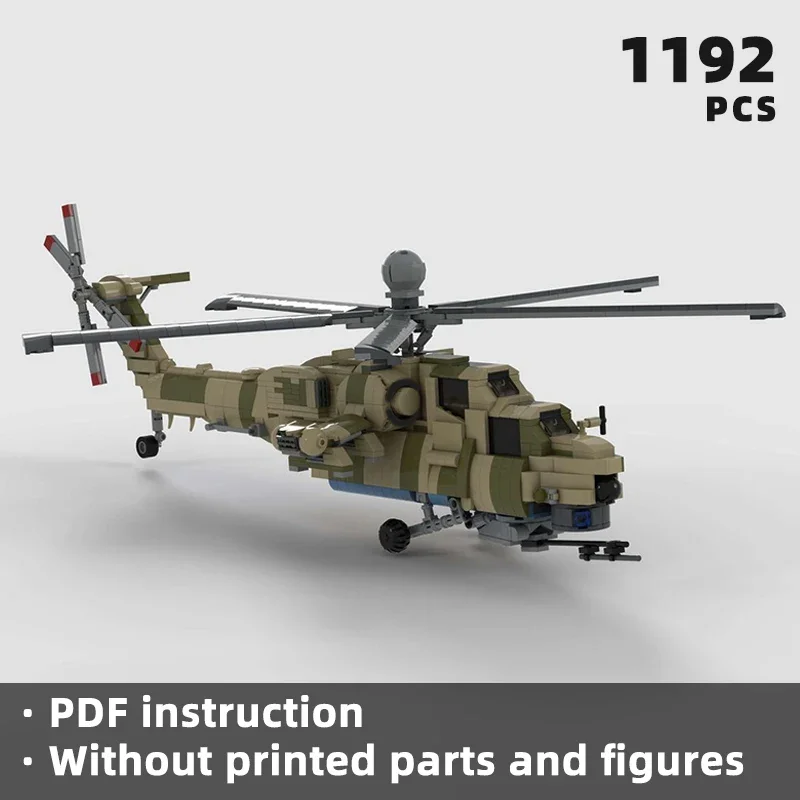 

customizable Russian Mil-Mi28NM "Havoc" attack helicopter bricks military combat aircraft blocks rotorcraft aviation army moc