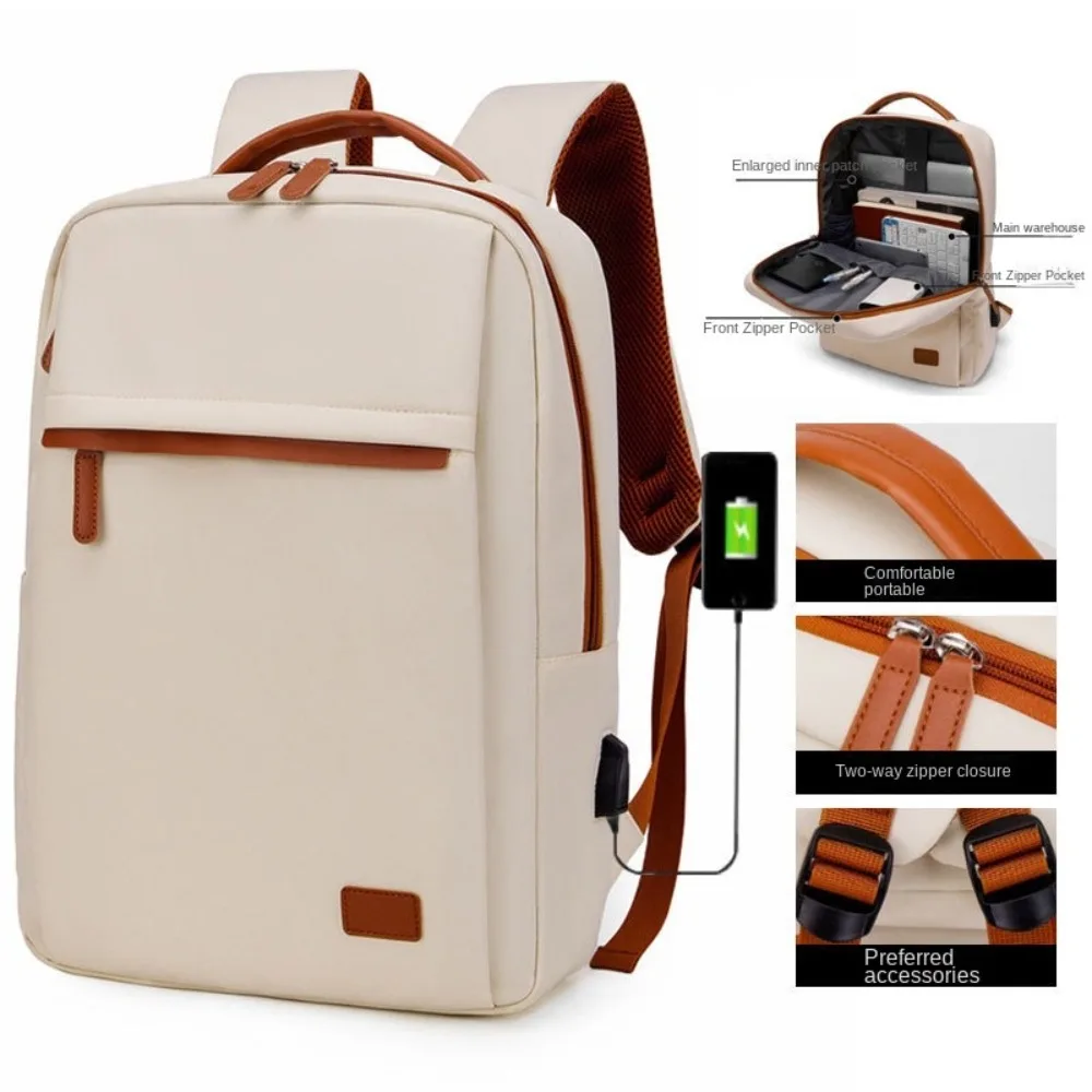 Waterproof Student Backpack Wear-resistant Large Capacity Travel Backpack Leisure With Luggage Belt & USb Charging