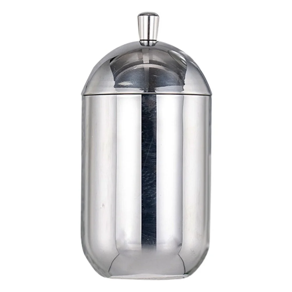 304 SS Cotton Swab Storage Box Dustproof Tight Fit Lid Compact Design for Bathroom Bedroom Toilet 7x7x14cm Silver Finish