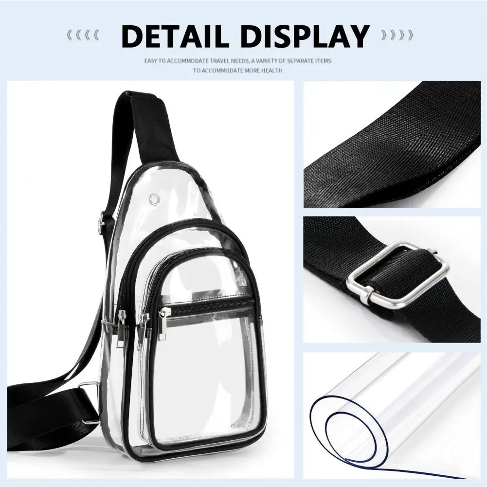 Stadium Approved Bag Sports Shoulder Bag Transparent Crossbody Bag Adjustable Shoulder Strap Waterproof PVC Bag Clear Bag bolsa