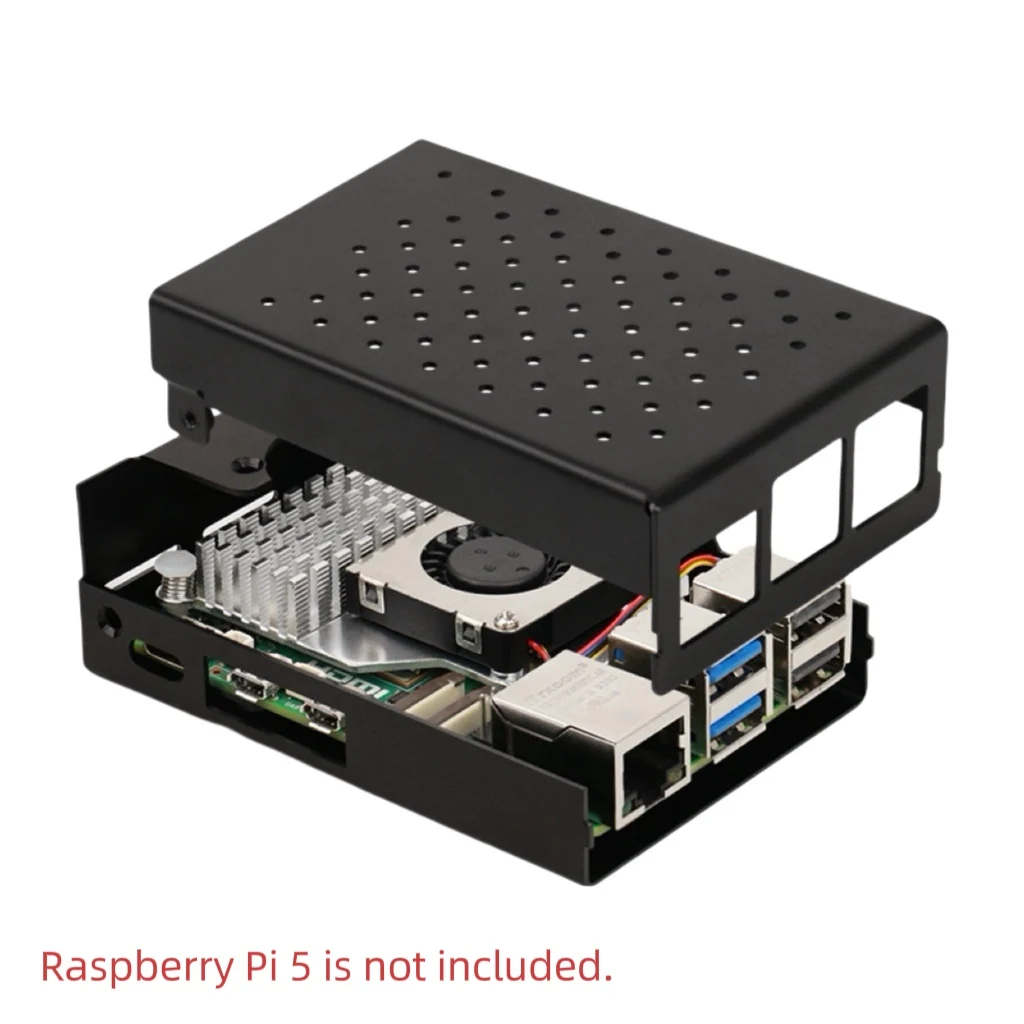 Raspberry Pi 5 Ultra-Slim Case with Fan - Active Cooling & Convective Heat Dissipation Vents