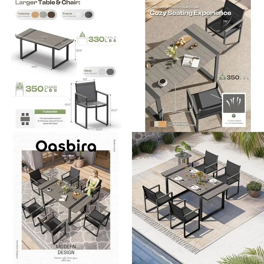

Gray Outdoor Patio Dining Set with 4 Chairs and Umbrella Hole