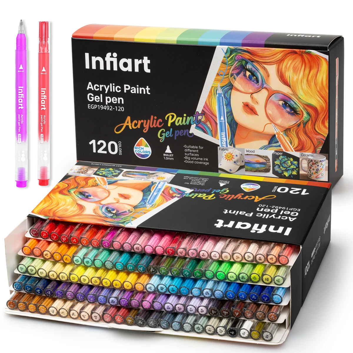 

Infiart Acrylic Markers 120 Colors, Professional Layering Art Markers For Students