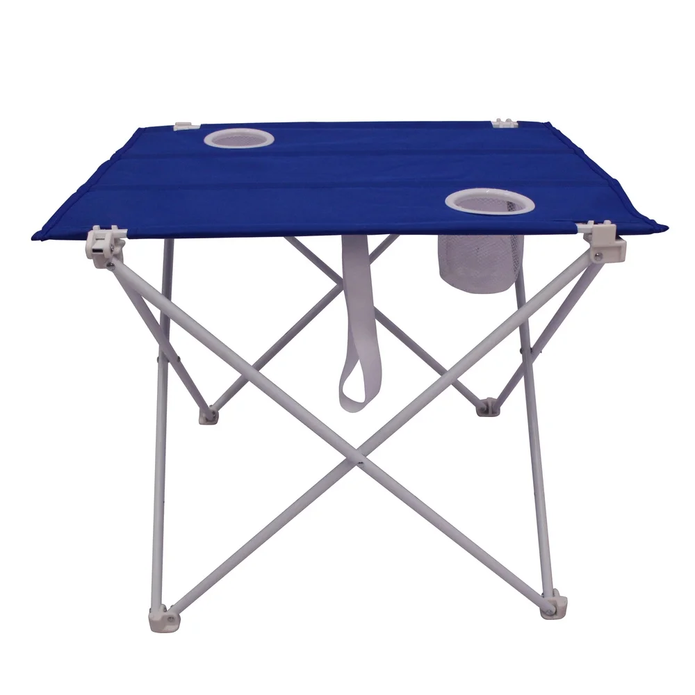 Foldable Portable Beach Table with Rust Resistant Steel Frame Weather Resistant Top and Drink Holders Ideal Camping Picnic image 3