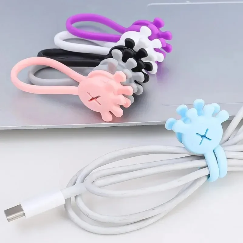 Silicone Magnetic Cable Ties Phone Cord Holder Clips Reusable Magnet Cable Organizer for Earphone USB Charger Wire Management