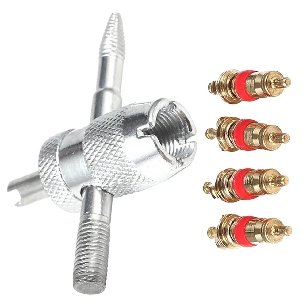 Инструмент для снятия шин с сердечником клапана 4 в 1, ремонт автомобильных шин для автомобилей/велосипедов, серебристый/золотой/красный инструмент для чистки шин, новинка