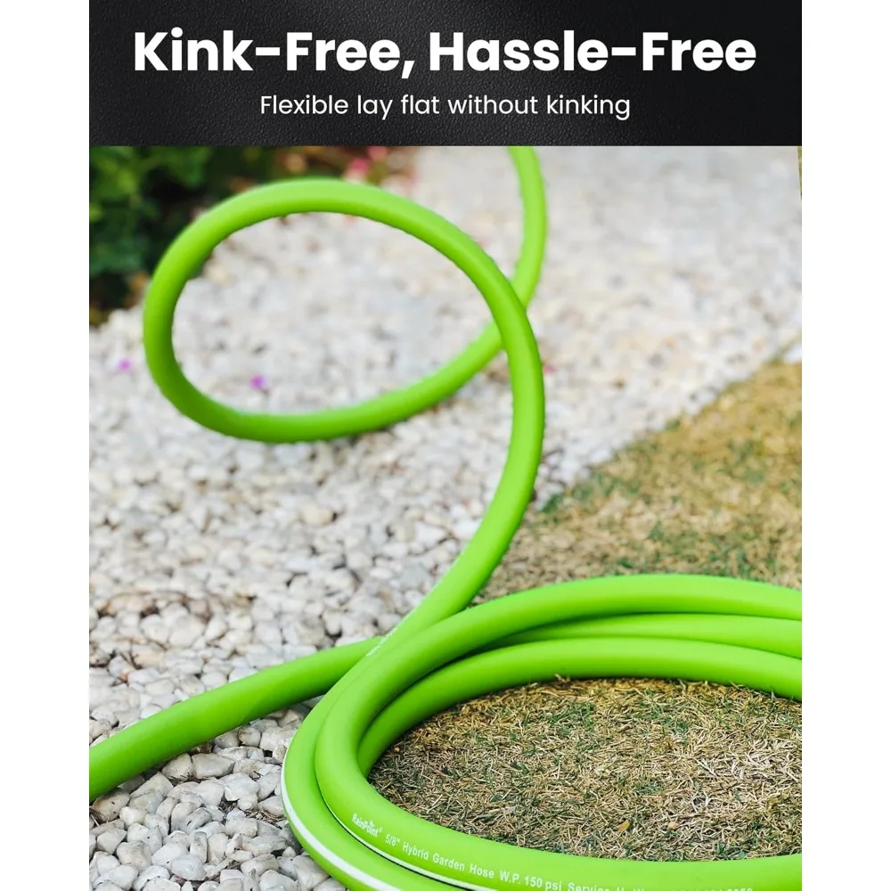 Garden Hose 50ft - Flexible Heavy Duty  with Swivel Grip - Lightweight, Hybrid Rubber, 5/8