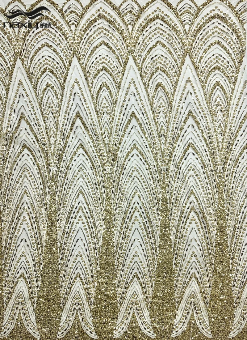 

Высококачественная африканская кружевная ткань Madison с пайетками и тяжелой вышивкой бисером, французский тюль для свадебных платьев, коллекция 2026