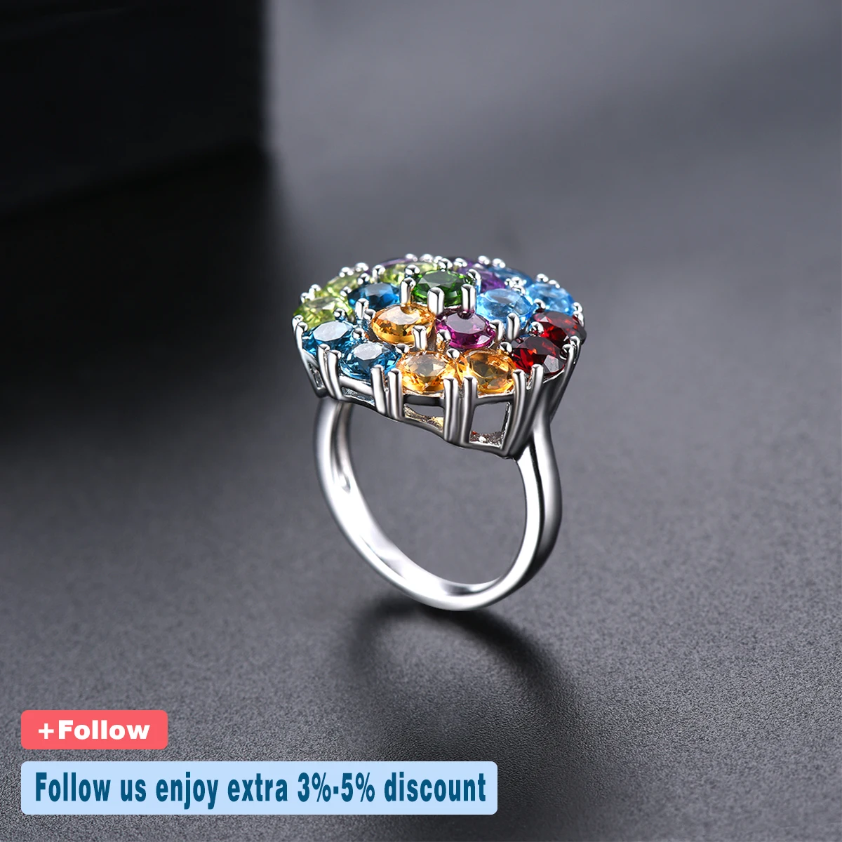 Natural Colorful Gemstone 925 Sterling Silver Rings Natural Gemstone Colorful Elegant Style Fine Jewelry Women Wedding Rings